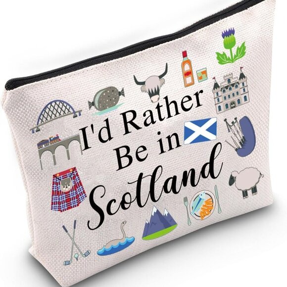 Scotland Trip Vacation Gift I'd Rather Be in Scotland Makeup Bag Scotland Pride - Picture 1 of 7